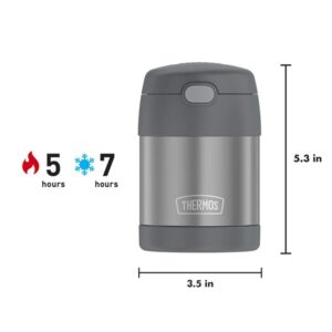 Thermos Funtainer 10 Ounce Stainless Steel Vacuum Insulated Kids Food Jar with Folding Spoon, Grey - Image 5