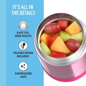 Thermos Funtainer 10 Ounce Stainless Steel Vacuum Insulated Kids Food Jar with Folding Spoon, Pink - Image 3