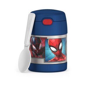 Thermos Funtainer 10 Ounce Stainless Steel Vacuum Insulated Kids Food Jar with Spoon, Spider-Man - Image 1
