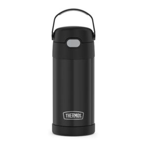 THERMOS FUNTAINER 12 Ounce Stainless Steel Vacuum Insulated Kids Straw Bottle, Black - Image 1