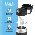THERMOS FUNTAINER 12 Ounce Stainless Steel Vacuum Insulated Kids Straw Bottle, Black - Image 3
