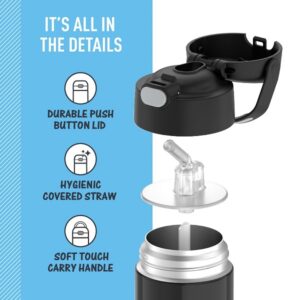 THERMOS FUNTAINER 12 Ounce Stainless Steel Vacuum Insulated Kids Straw Bottle, Black - Image 3