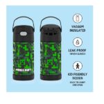 Thermos Funtainer 12 Ounce Stainless Steel Vacuum Insulated Kids Straw Bottle, Minecraft - Image 3