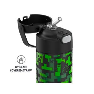 Thermos Funtainer 12 Ounce Stainless Steel Vacuum Insulated Kids Straw Bottle, Minecraft - Image 4
