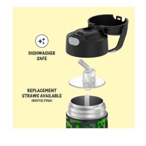 Thermos Funtainer 12 Ounce Stainless Steel Vacuum Insulated Kids Straw Bottle, Minecraft - Image 5