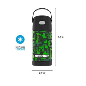 Thermos Funtainer 12 Ounce Stainless Steel Vacuum Insulated Kids Straw Bottle, Minecraft - Image 6