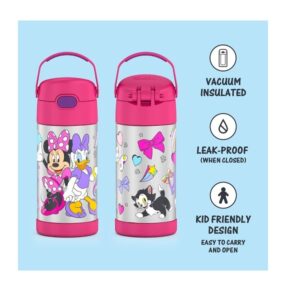 Thermos Funtainer 12 Ounce Stainless Steel Vacuum Insulated Kids Straw Bottle, Minnie Mouse - Image 2