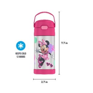 Thermos Funtainer 12 Ounce Stainless Steel Vacuum Insulated Kids Straw Bottle, Minnie Mouse - Image 8