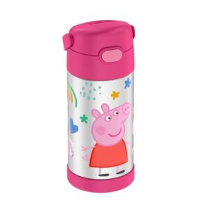 Thermos Funtainer  12 Ounce Stainless Steel Vacuum Insulated Kids Straw Bottle, Peppa Pig - Image 3