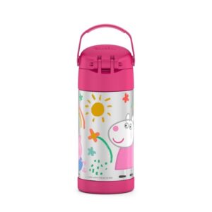 Thermos Funtainer  12 Ounce Stainless Steel Vacuum Insulated Kids Straw Bottle, Peppa Pig - Image 4