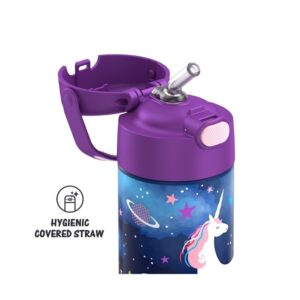 Thermos Funtainer 12 Ounce Stainless Steel Vacuum Insulated Kids Straw Bottle, Space Unicorn - Image 3