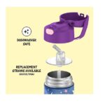Thermos Funtainer 12 Ounce Stainless Steel Vacuum Insulated Kids Straw Bottle, Space Unicorn - Image 4