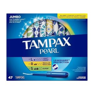 Tampax Pearl Plastic Tampons, Triplepack (Light/Regular/Super) Absorbency, Unscented, 50 Count - Image 2