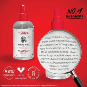 Thayers Natural Remedies Alcohol-Free Rose Petal Witch Hazel Facial Mist Toner, 8 Ounce - Image 6