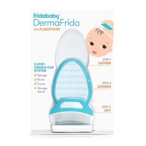 The 3-Step Cradle Cap System by Fridababy | DermaFrida The FlakeFixer | Sponge, Brush, Comb and Storage Stand for Babies with Cradle Cap - Image 1