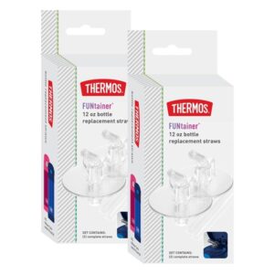 Thermos FUNtainer 12 Ounce Insulated Kids Water Bottle Replacement Straws, Clear, 2 Pack - Image 1