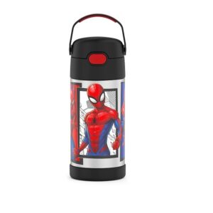 Thermos Funtainer 12 Ounce Stainless Steel Vacuum Insulated Kids Straw Bottle, Spider-Man - Image 1