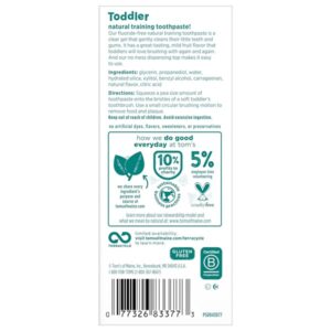 Tom's of Maine Toddlers Fluoride-Free Natural Toothpaste in Gel, Mild Fruit, 1.75 Ounce, 3 Count - Image 6