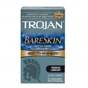 Trojan Bareskin Lubricated Condoms 10pc - Image 1
