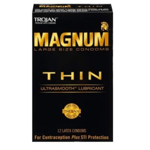 Trojan Condom Magnum Thin Lubricated, 12 Count - Image 1