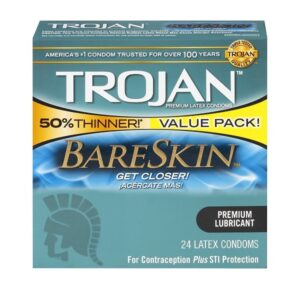 Trojan Condom Sensitivity Bareskin Lubricated, 24 Count - Image 1