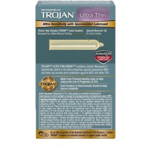 Trojan Condom Sensitivity Ultra Thin Spermicidal, 12 Count - Image 2