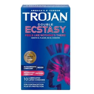 Trojan Double Ecstasy Lubricated Condoms - 10 Count - Image 1