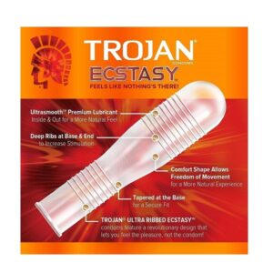 Trojan Ultra Ribbed Ecstasy Lubricated Condoms, 10 count - Image 4