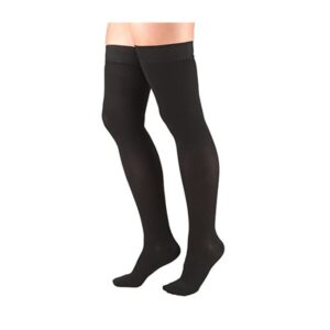 Truform 8848, Compression Stockings, Thigh High, Closed toe, Silicone Dot Top, 30-40 mmHg, Black, Large - Image 1