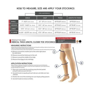 Truform 8848, Compression Stockings, Thigh High, Closed toe, Silicone Dot Top, 30-40 mmHg, Black, Large - Image 2