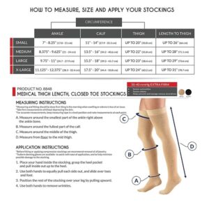 Truform Firm Stay-Up Top Thigh High Compression Stocking, Black, Extra Large, 30-40 mmhg, 0.35 Pound - Image 2