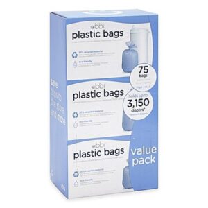 Ubbi Diaper Pail 75-Count Value Pack Plastic Bags (3 Pack) - Image 1