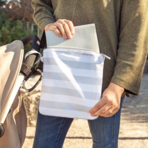 Ubbi Portable Changing Mat with Gray and White Storage Bag, Gray - Image 2