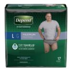 Depend FIT-FLEX Men Incontinence Underwear large size maximum absorbency disposable bladder leak protection 17 count