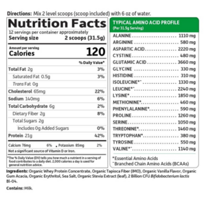 Vanilla, Canister: Garden of Life Protein Powder - Organic Whey Protein Powder, Grass Fed, Vanilla, 13.37 oz (379g) Powder - Image 4