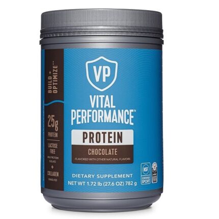 Vital Proteins Vital Performance Chocolate Protein Powder with 25g protein, collagen peptides, BCAAs, and lactose-free formula