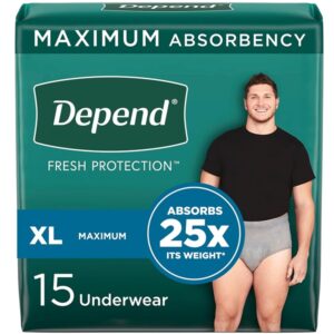 Xl, 15: Depend Fit-Flex Incontinence Underwear For Men, Maximum Absorbency, Xl, Gray, 15 Count (Packaging May Vary) - Image 1