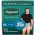 Depend FIT-FLEX men incontinence underwear XL 15 count maximum absorbency bladder leak protection gray
