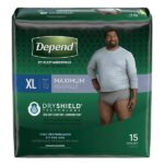 Xl, 15: Depend Fit-Flex Incontinence Underwear For Men, Maximum Absorbency, Xl, Gray, 15 Count (Packaging May Vary) - Image 2