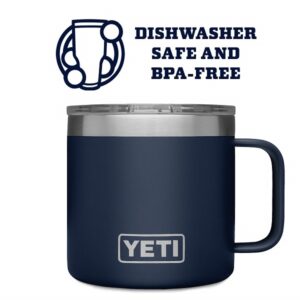 YETI Rambler 14 oz Stainless Steel Vacuum Insulated Mug with Lid, Navy - Image 4