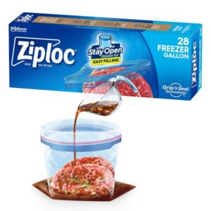 Ziploc Freezer Bag, Gallon Value Pack, 28-Count - Plastic, Zipper, 5.1 Cm, 0.92 Inch, 1.01 Inch, Transparent - Image 1