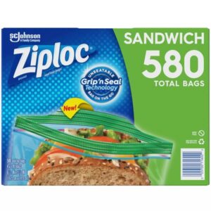 Ziploc sandwich bags with easy open tabs (6 1/2 in X 5 7/8 in) - Image 1