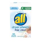 All Fabric Softener Dryer Sheets for Sensitive Skin, Free Clear, 120 Count - Image 2