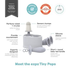 ezpz Tiny Pops (2-Pack) - Popsicle Molds for Infants Frozen Milk/Smoothies - Food Grade Silicone + Nylon - Easy for Baby’s Grasp, Sensory Bumps - Designed by Pediatric Specialist - 4 Months+(Pewter) - Image 2