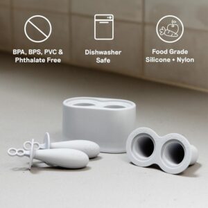 ezpz Tiny Pops (2-Pack) - Popsicle Molds for Infants Frozen Milk/Smoothies - Food Grade Silicone + Nylon - Easy for Baby’s Grasp, Sensory Bumps - Designed by Pediatric Specialist - 4 Months+(Pewter) - Image 3