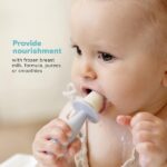 ezpz Tiny Pops (2-Pack) - Popsicle Molds for Infants Frozen Milk/Smoothies - Food Grade Silicone + Nylon - Easy for Baby’s Grasp, Sensory Bumps - Designed by Pediatric Specialist - 4 Months+(Pewter) - Image 4