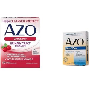 AZO Cranberry Urinary Tract Health, 50 Count Yeast Infection & Vaginal Symptom Relief Tablets, 60 Count - Image 1