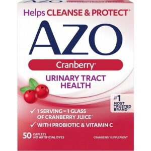 AZO Cranberry Urinary Tract Health, 50 Count Yeast Infection & Vaginal Symptom Relief Tablets, 60 Count - Image 2