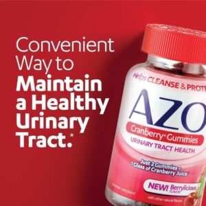 AZO Cranberry Urinary Tract Health Gummies Dietary Supplement, 2 Gummies = 1 Glass of Cranberry Juice, Helps Cleanse & Protect, Natural Berrylicious Flavor, Non-GMO, 72 Gummies - Image 2