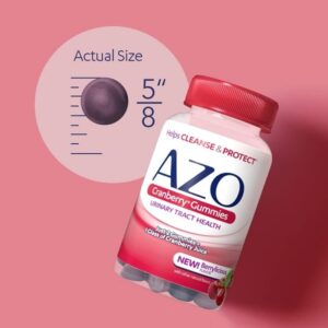 AZO Cranberry Urinary Tract Health Gummies Dietary Supplement, 2 Gummies = 1 Glass of Cranberry Juice, Helps Cleanse & Protect, Natural Berrylicious Flavor, Non-GMO, 72 Gummies - Image 4